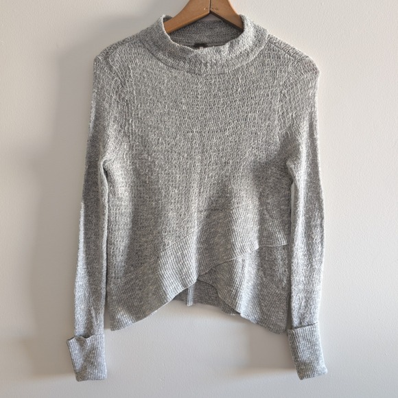 Free People Sweaters - Free‎ People Grey Marled Crossover Tulip Hem Mock Neck Sweater Womens XS